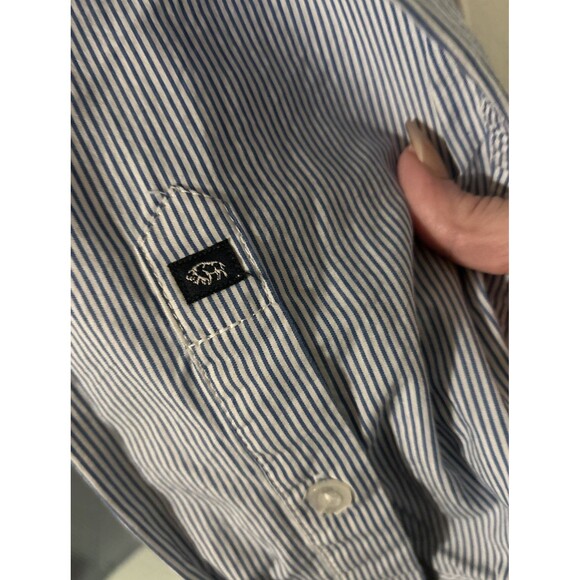 Buffalo David Bitton Slim Fit Men's Size XL/TG Blue Striped Cotton Casual Shirt - Picture 10 of 16